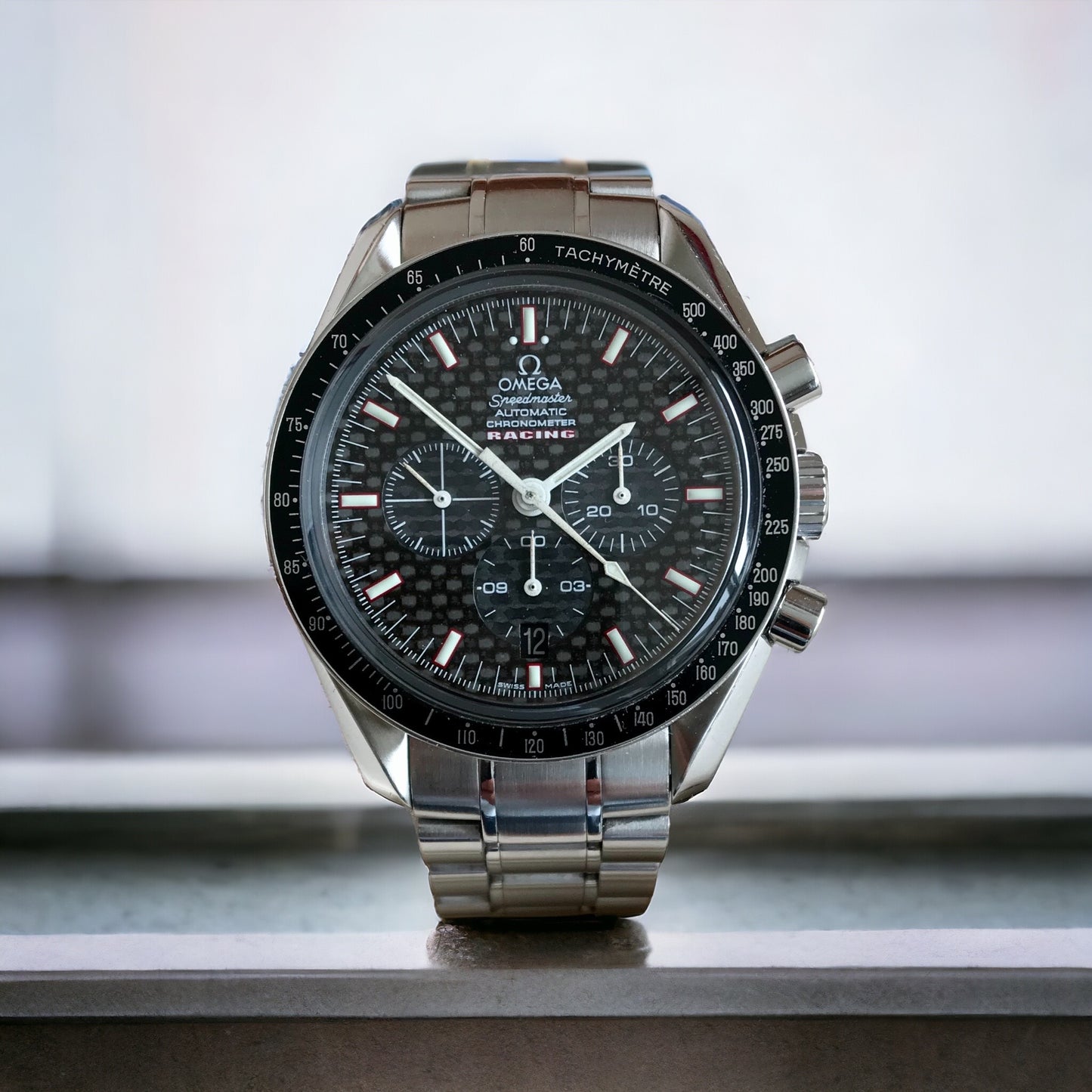 Omega Speedmaster Racing Chronograph Steel 42mm Carbon Black Dial Full Set Ref. 3552.59.00