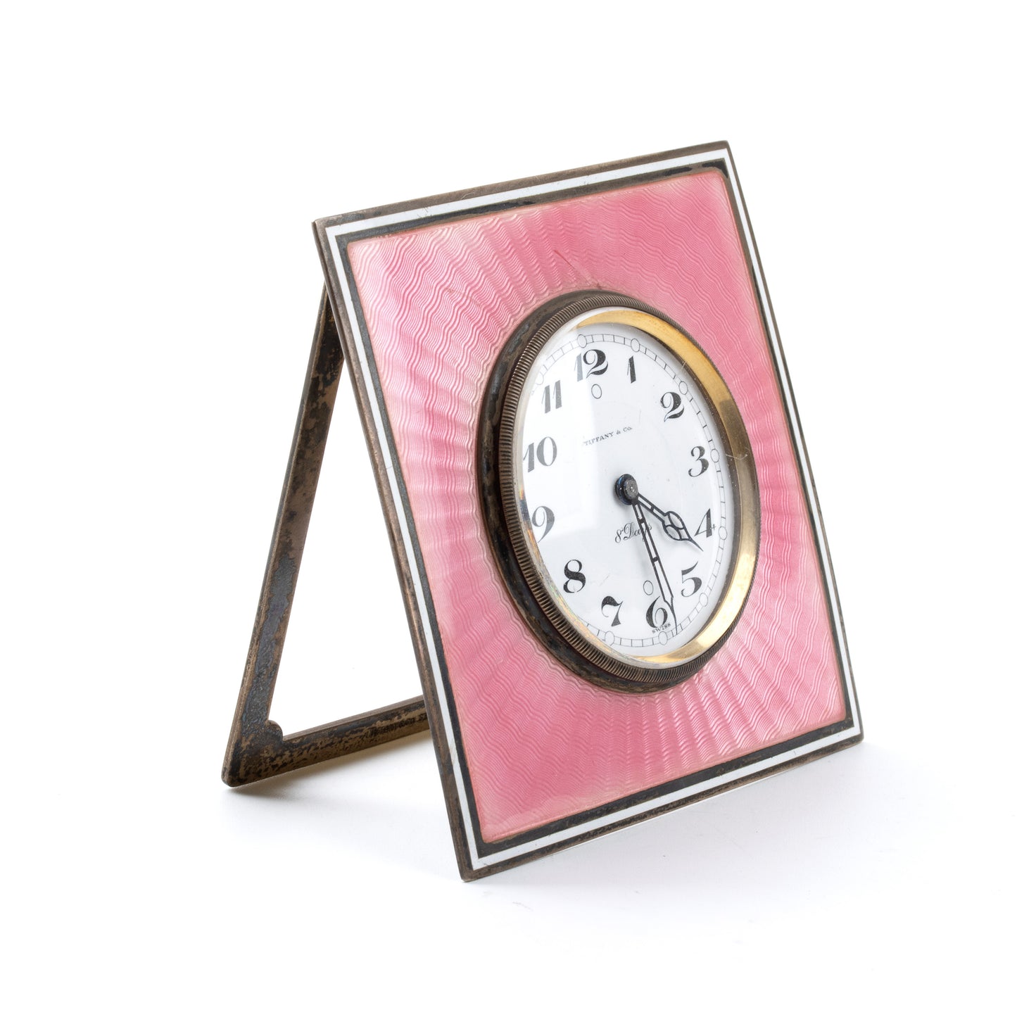 Tiffany & Co. Art Déco silver enameled table clock / horloge / tischuhr 1920'