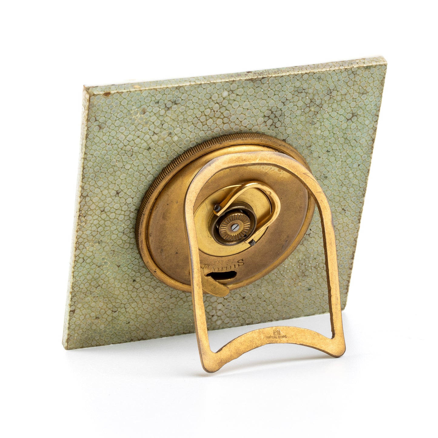 Beautiful Art Déco Shark skin & Marine Ivory 1920s Table Clock /Horloge de table/Tischuhr Rare