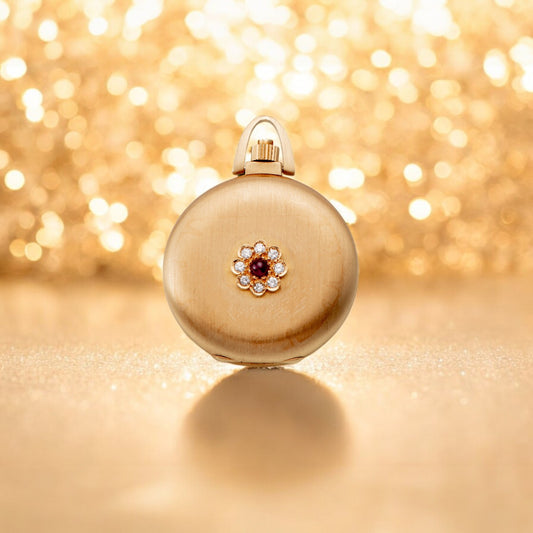 Chopard 18k Gold manual wind pendant watch with diamond and ruby One of One