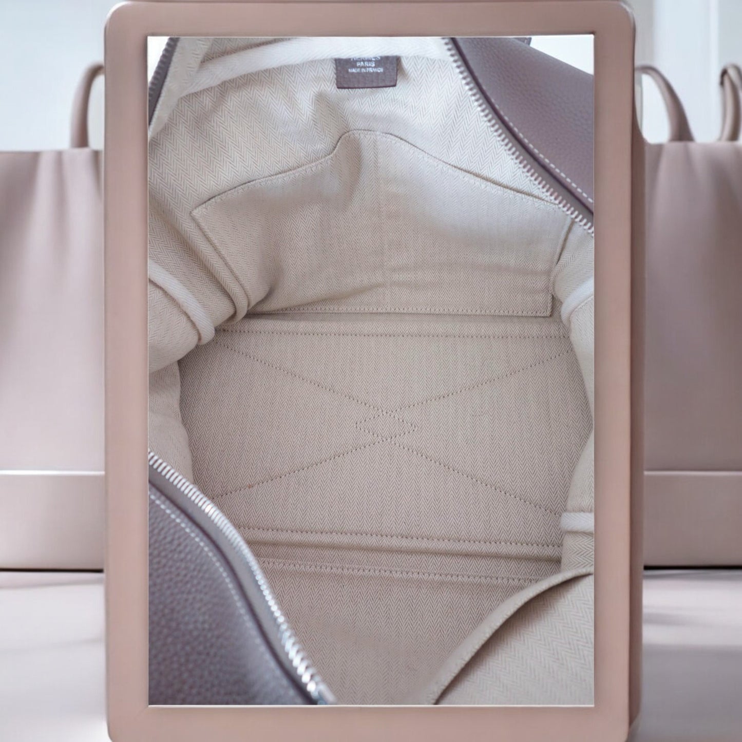 Hermes Victoria taupe leather bag / sac / tasche