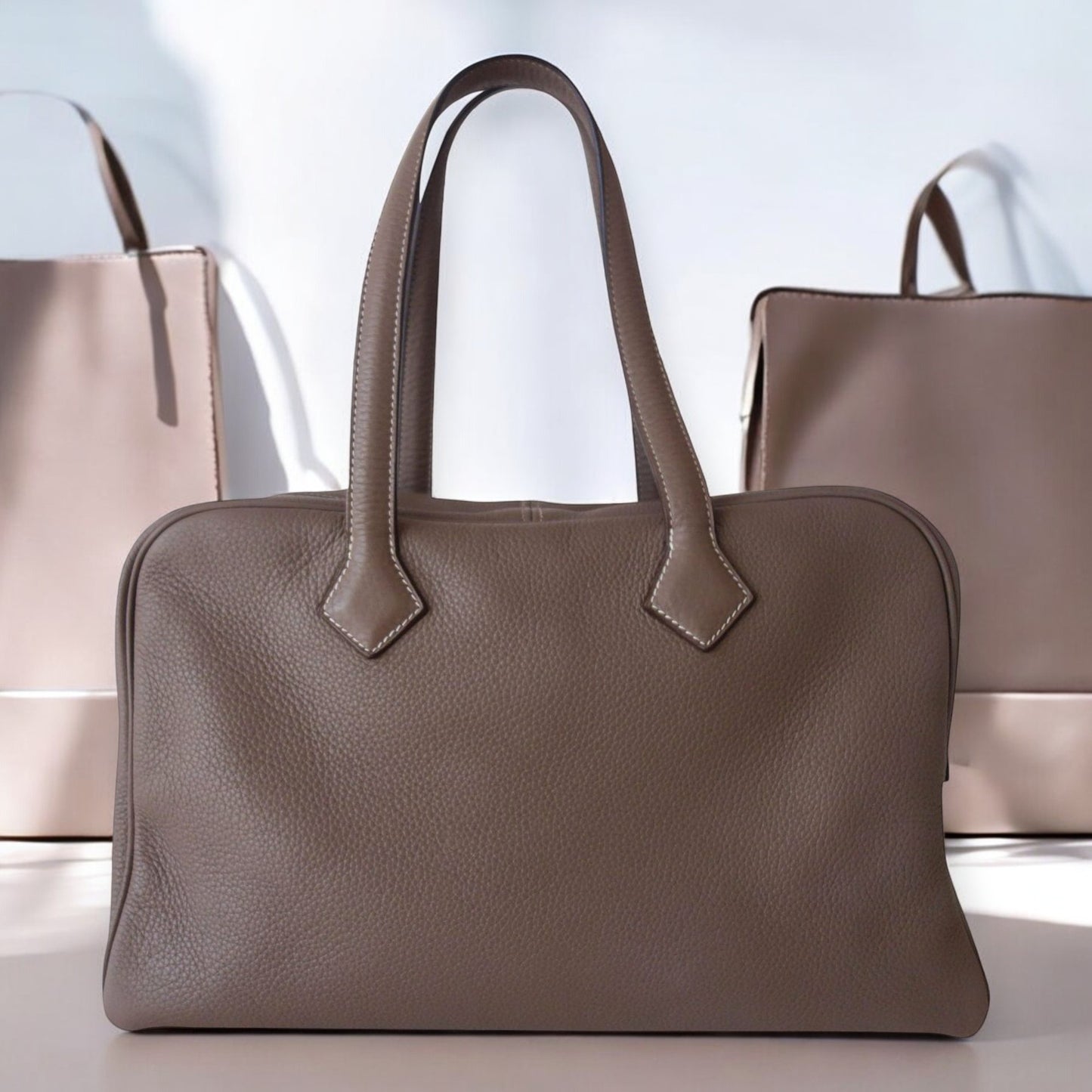 Hermes Victoria taupe leather bag / sac / tasche