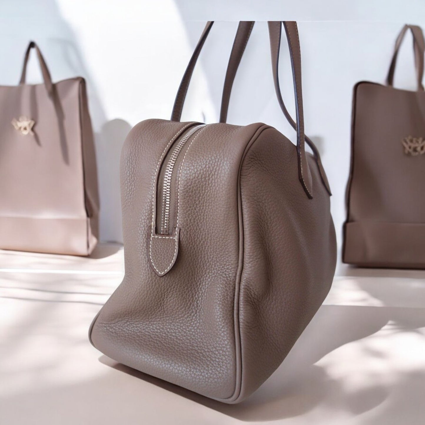 Hermes Victoria taupe leather bag / sac / tasche