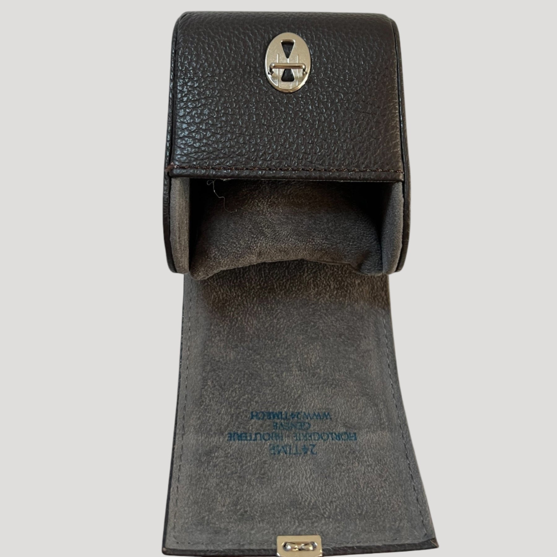 24Time New Dark Brown high quality leather watch travel pouch/ étui