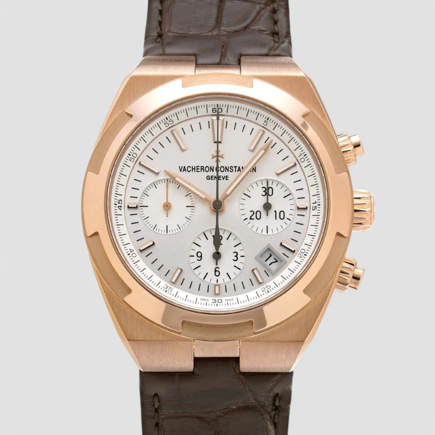Vacheron Constantin Overseas Chronograph 5500v Rose Gold Silver Dial 5500V/000R-B074 New Full Set