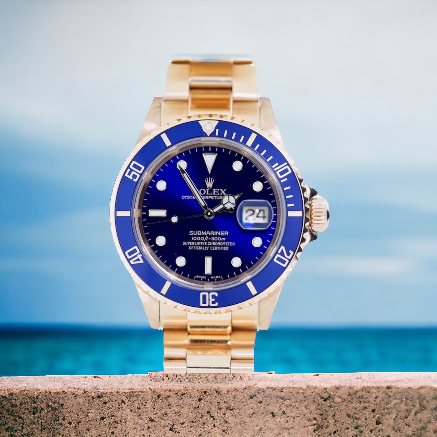 Rolex Submariner 18K Gold Blue Dial Ref. 16618 Full Set