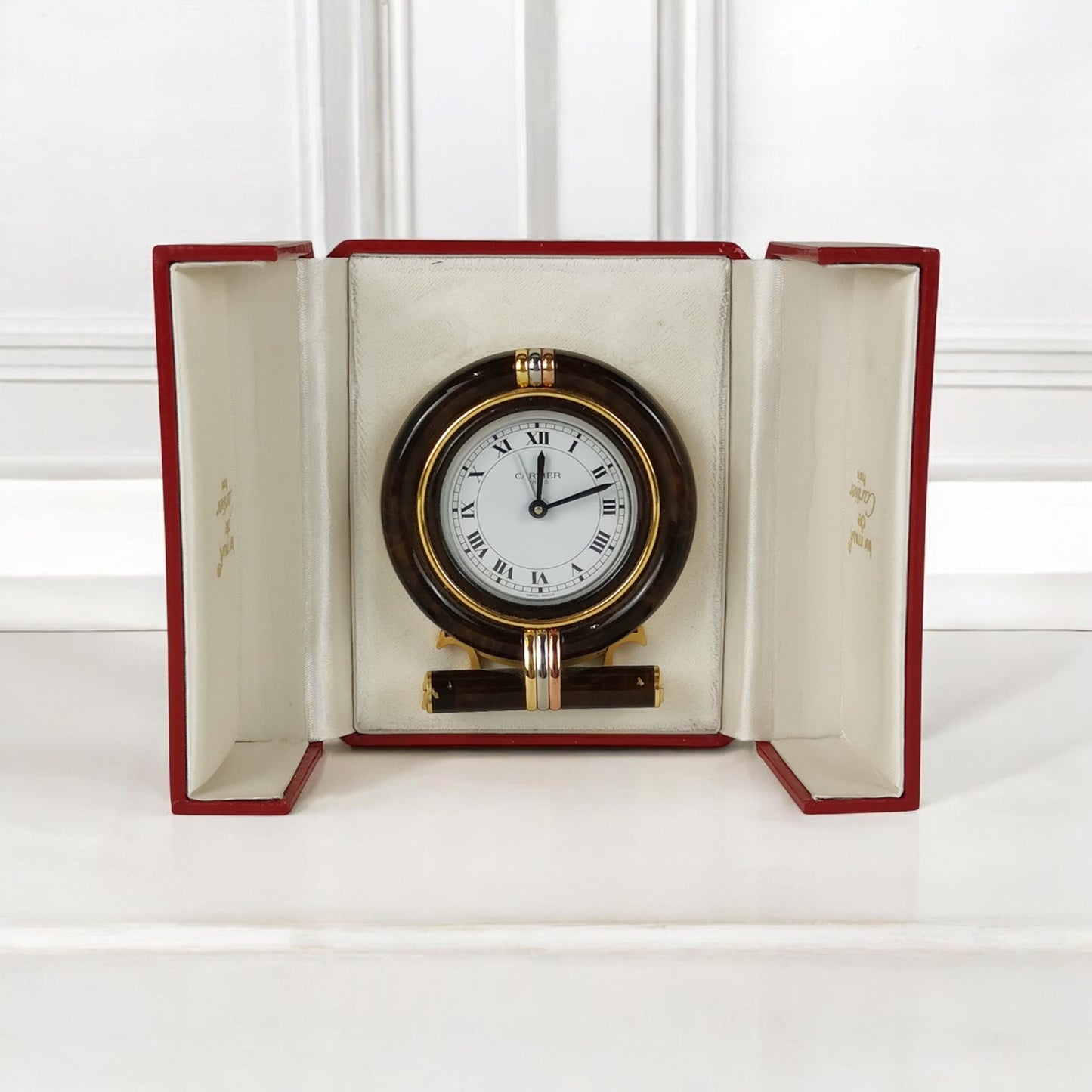 Cartier Alarm Table Clock/ Pendulette in its original Cartier box