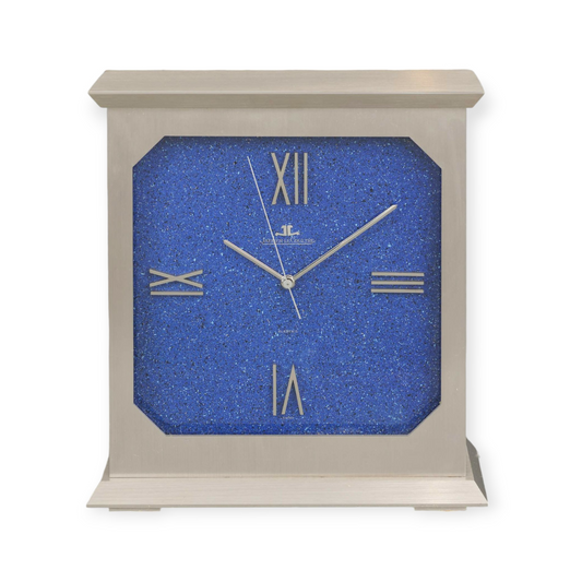 Jaeger-LeCoultre Rare Lapis Lazuli Big Table Desk Clock Tischuhr Horloge in its original box ca 1970'