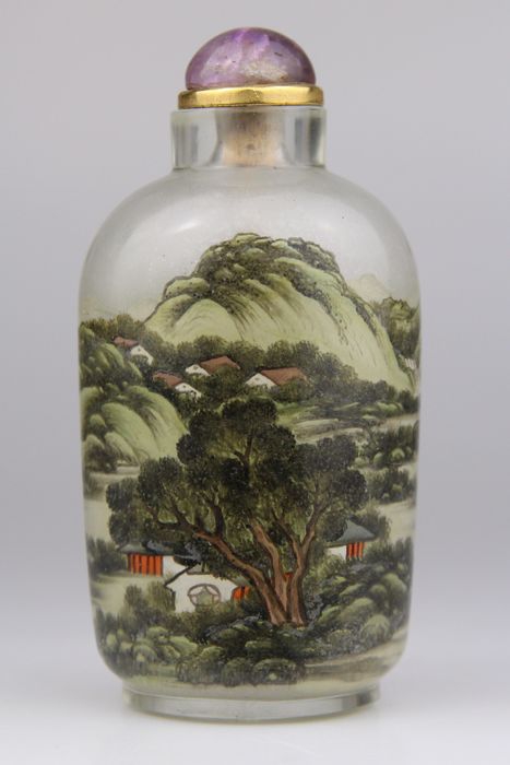Important Big size Peking Glass Snuff bottle Collector Rare