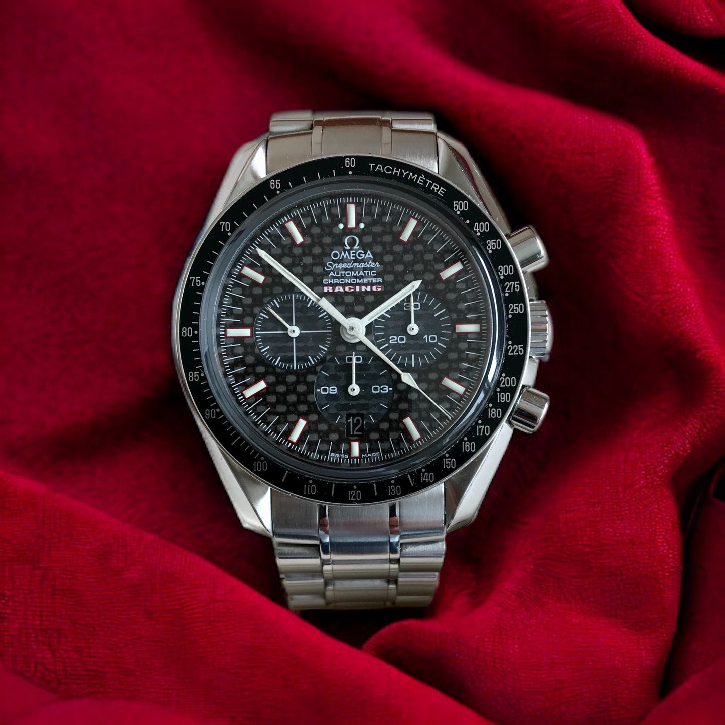 Omega Speedmaster Racing Chronograph Steel 42mm Carbon Black Dial Full Set Ref. 3552.59.00