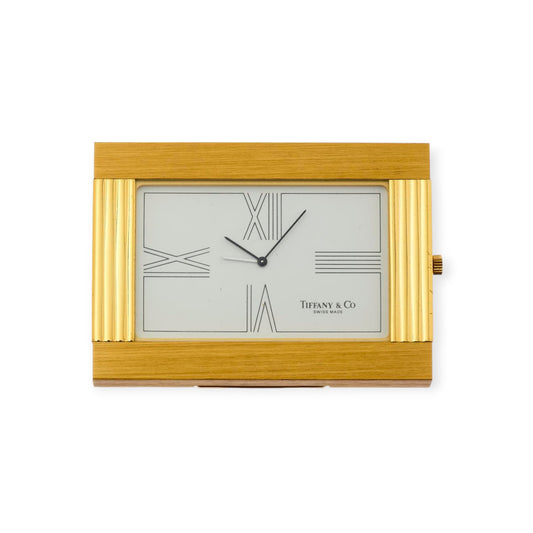 Tiffany Art Deco Brass Desk / Table Clock/ Pendulette Ref. 2707 with its original Tiffany box