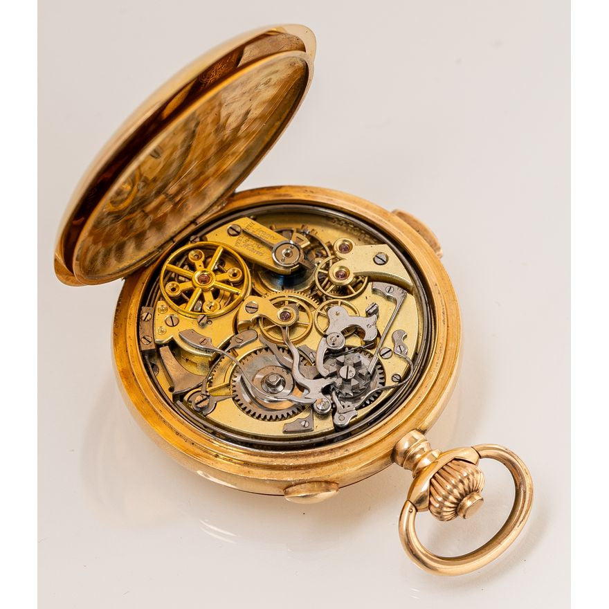 Le Phare (C. BARBEZAT-BAILLOT) Gold Quarter Repeater Chronograph Pocket Watch ca 1900