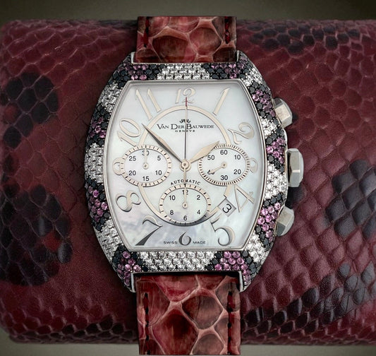 Van der Bauwede Victoria Magnum 'Python' White Gold set with Saphirs & White and Black Diamonds NEW