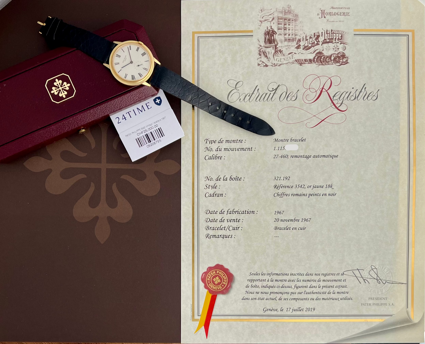 A fine Patek Philippe Calatrava White Roman Number Dial 1967'