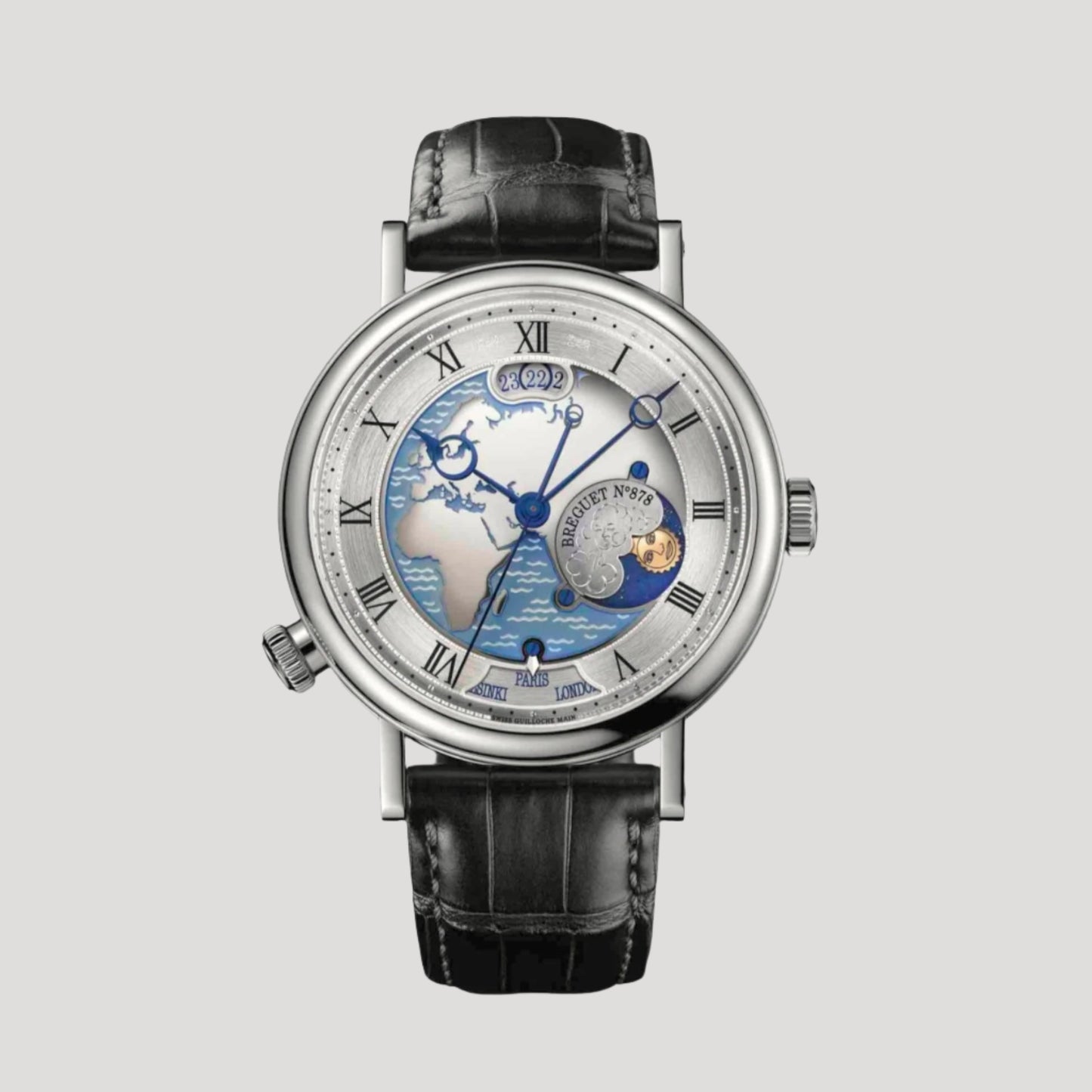 Breguet Moonphase Hora Mundi Automatic Silver Platinum