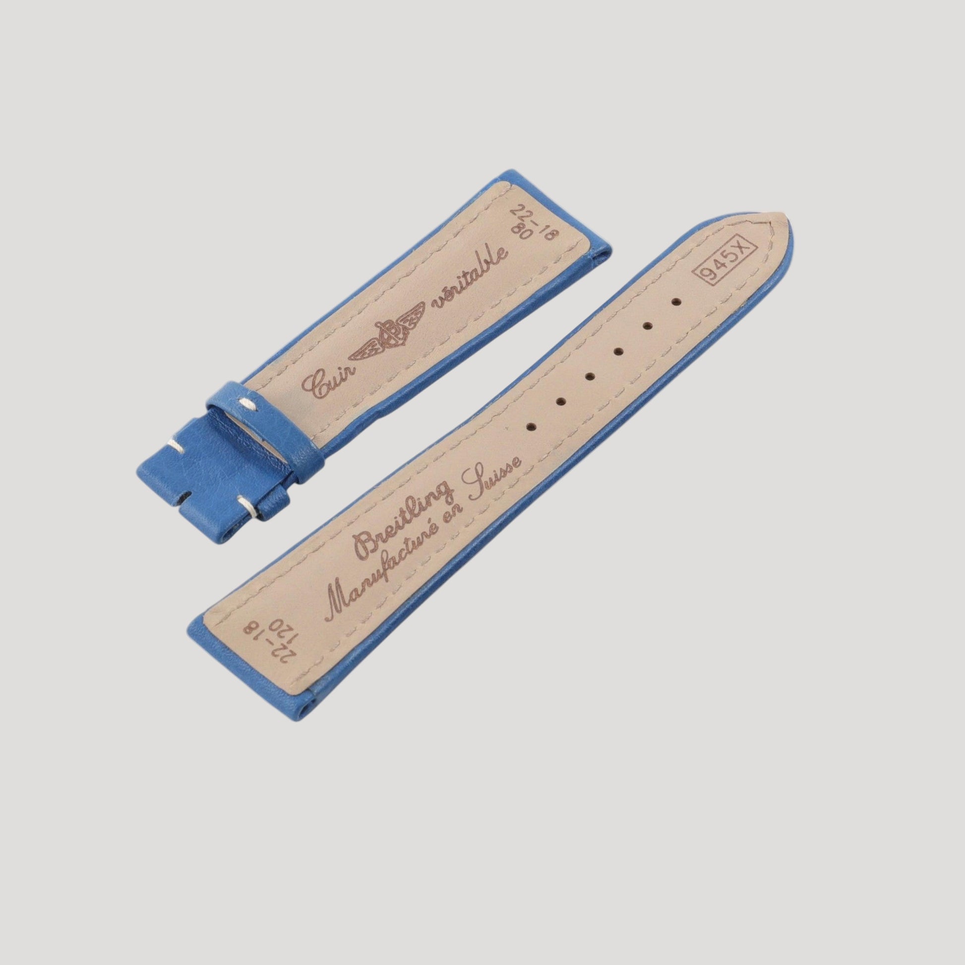 Breitling New Blue Leather Bracelet/Band/Strap 22 mm