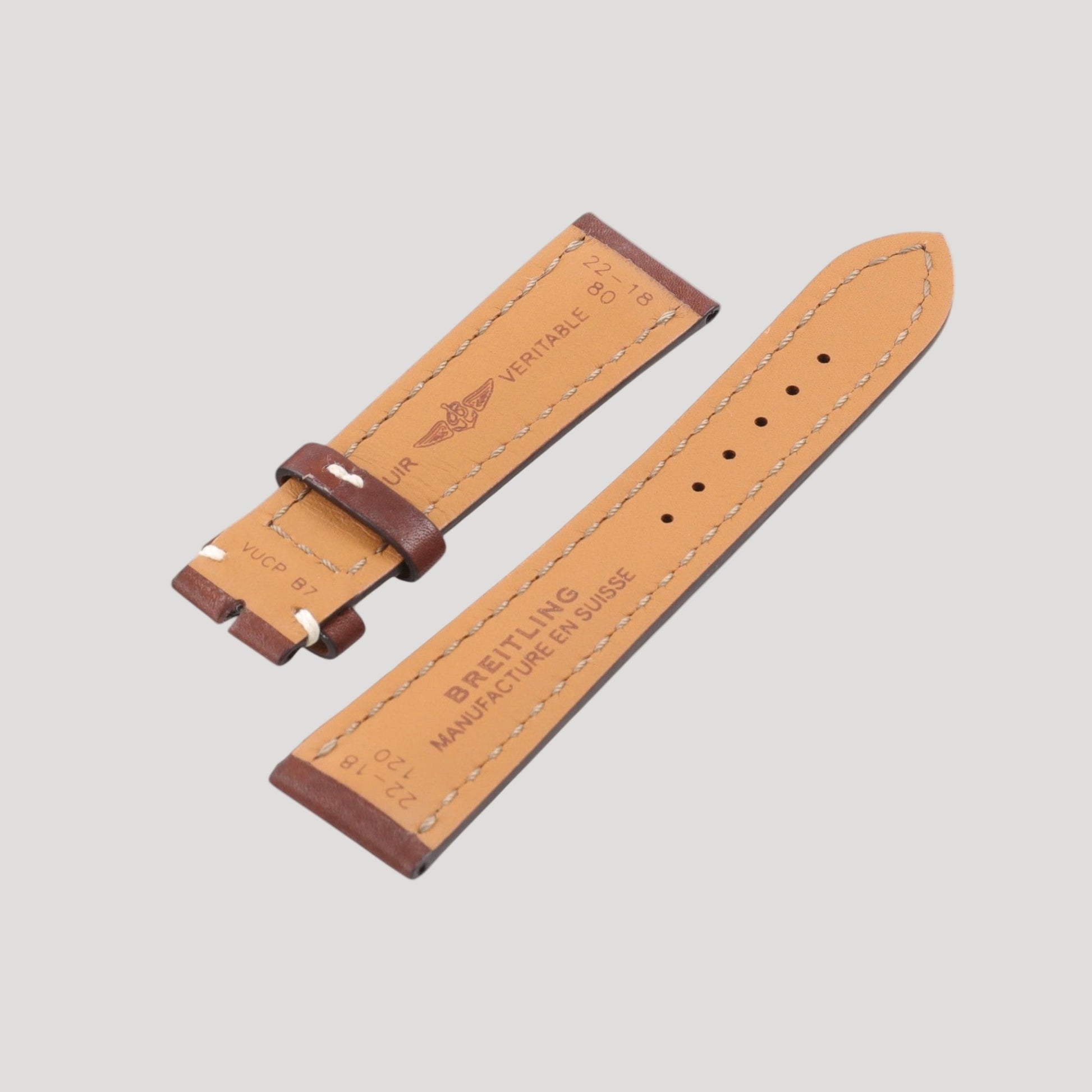 Breitling New Brown Leather Bracelet/Band/Strap 22 mm