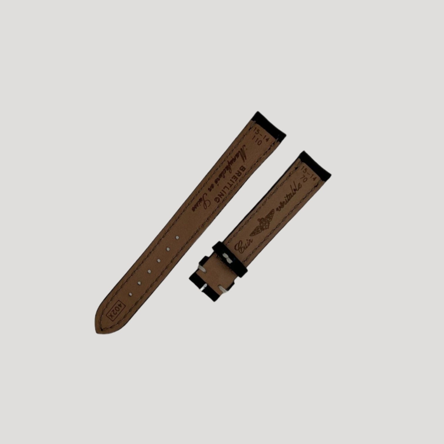 Breitling New Black Leather Bracelet/Band/Strap 15 mm