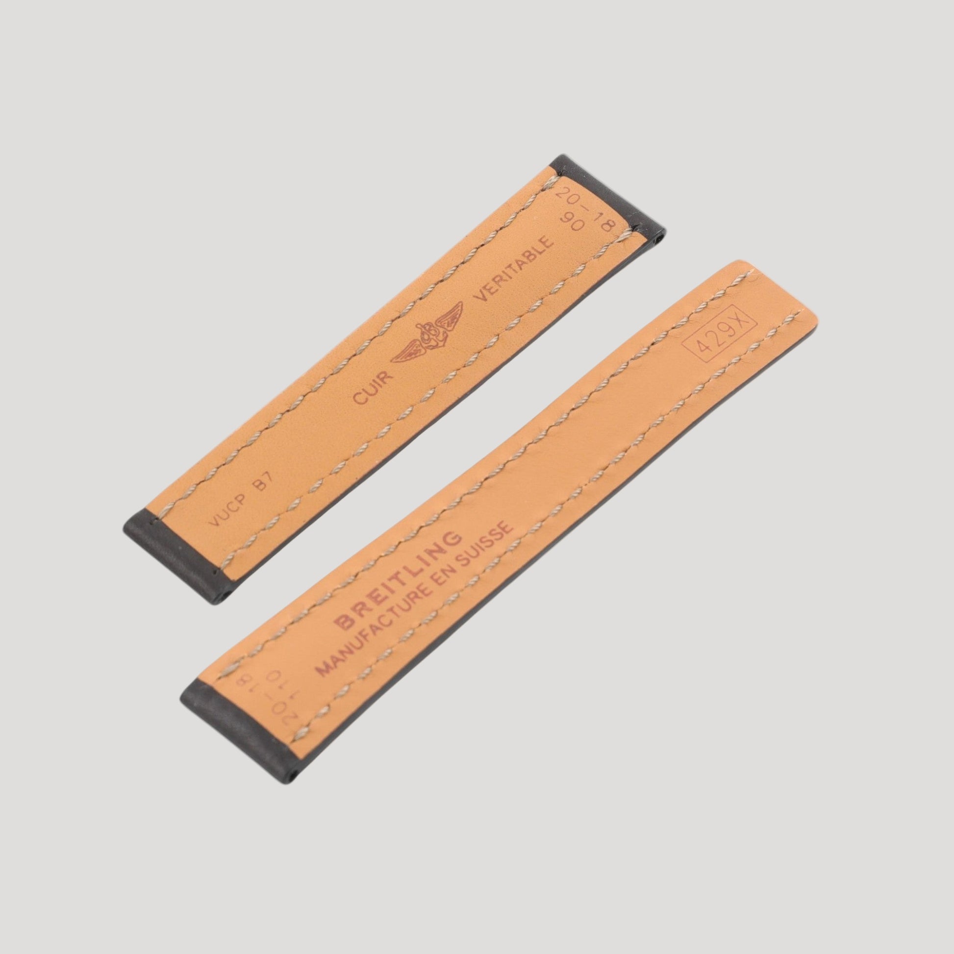 Breitling New Black Leather Bracelet/Band/Strap 20 mm for deployant buckle