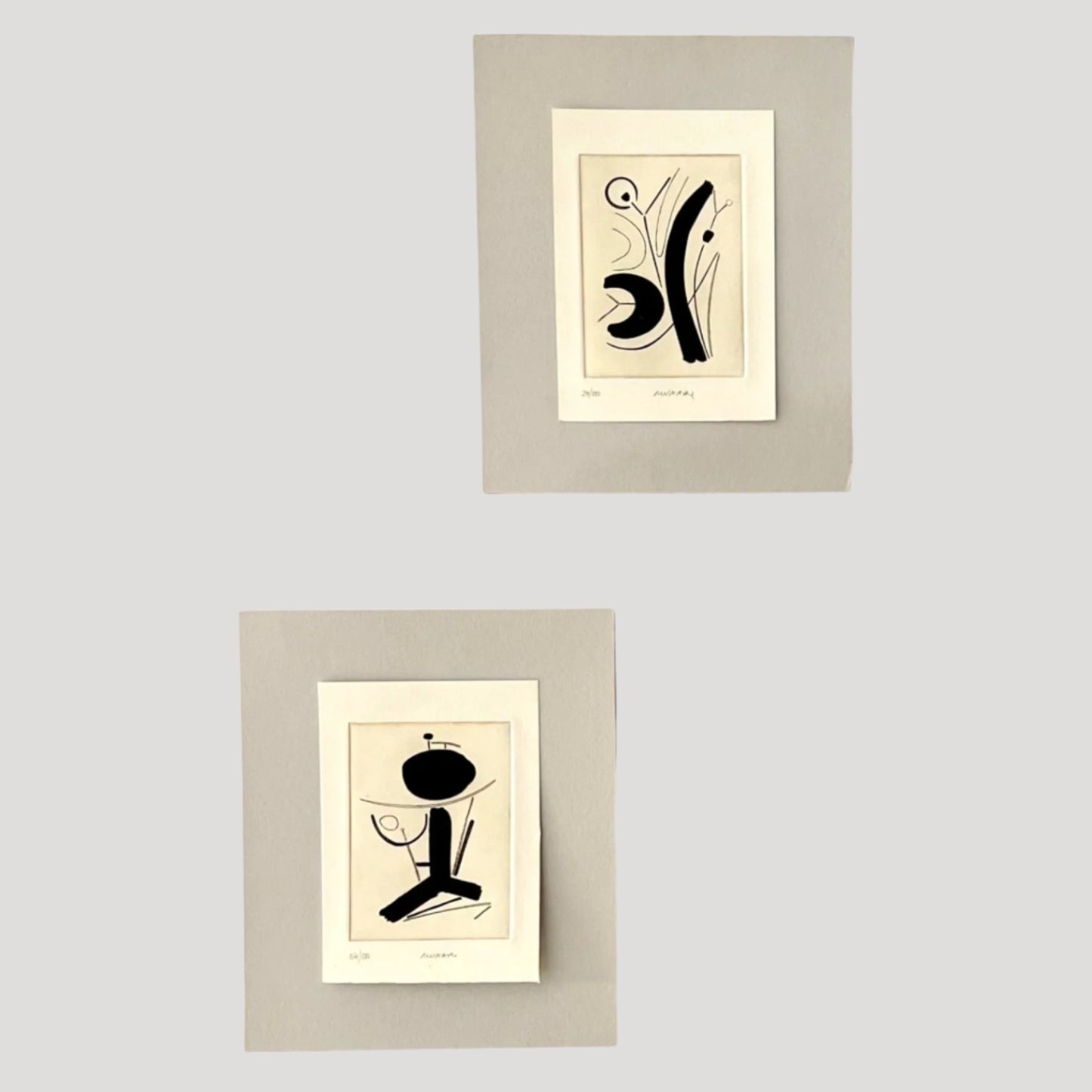 Bruno Munari, Engravings Gravures 23 & 54/100 Signed Framed