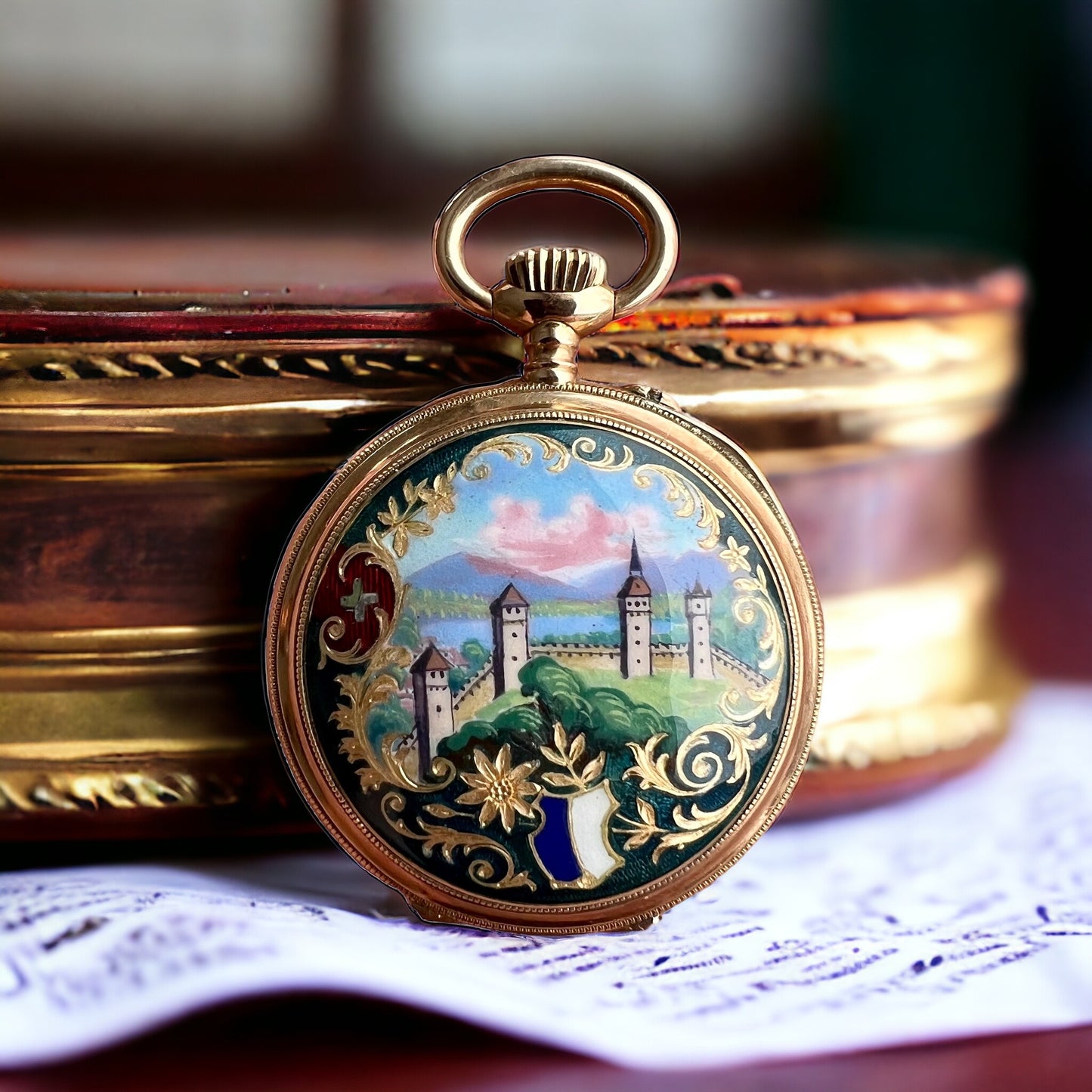 Vacheron Constantin 18k Gold Pendant & Pocket Watch Taschenuhr / Montre de poche Handpainted year 1901