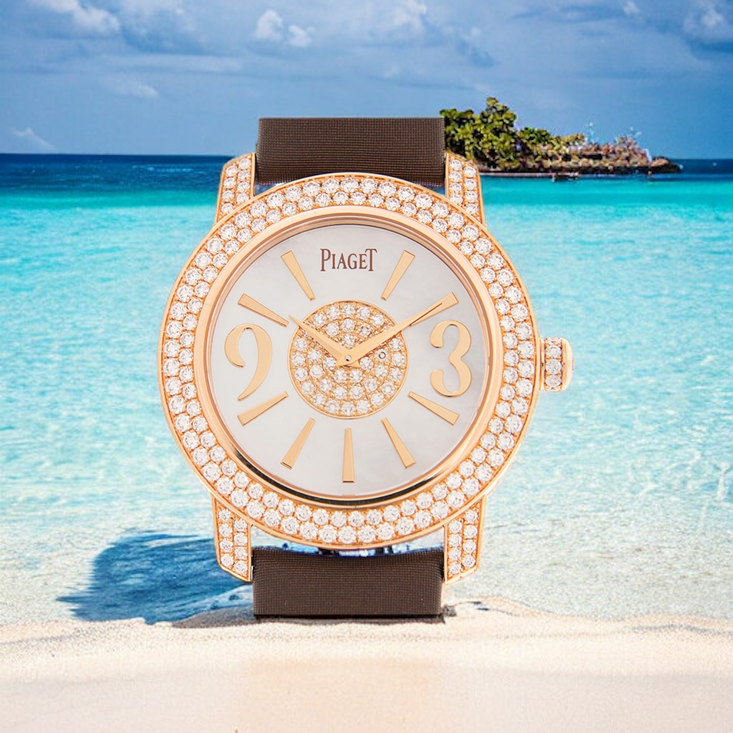 Piaget 18k Rose Gold Limelight Gala paved with diamonds Full Set New