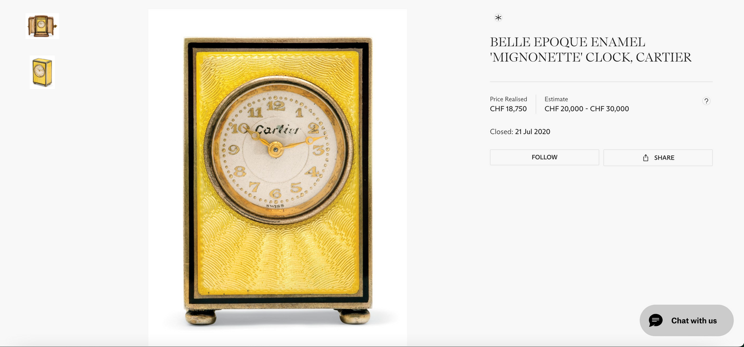 Albert Carter Art Deco sterling silver enameled table clock