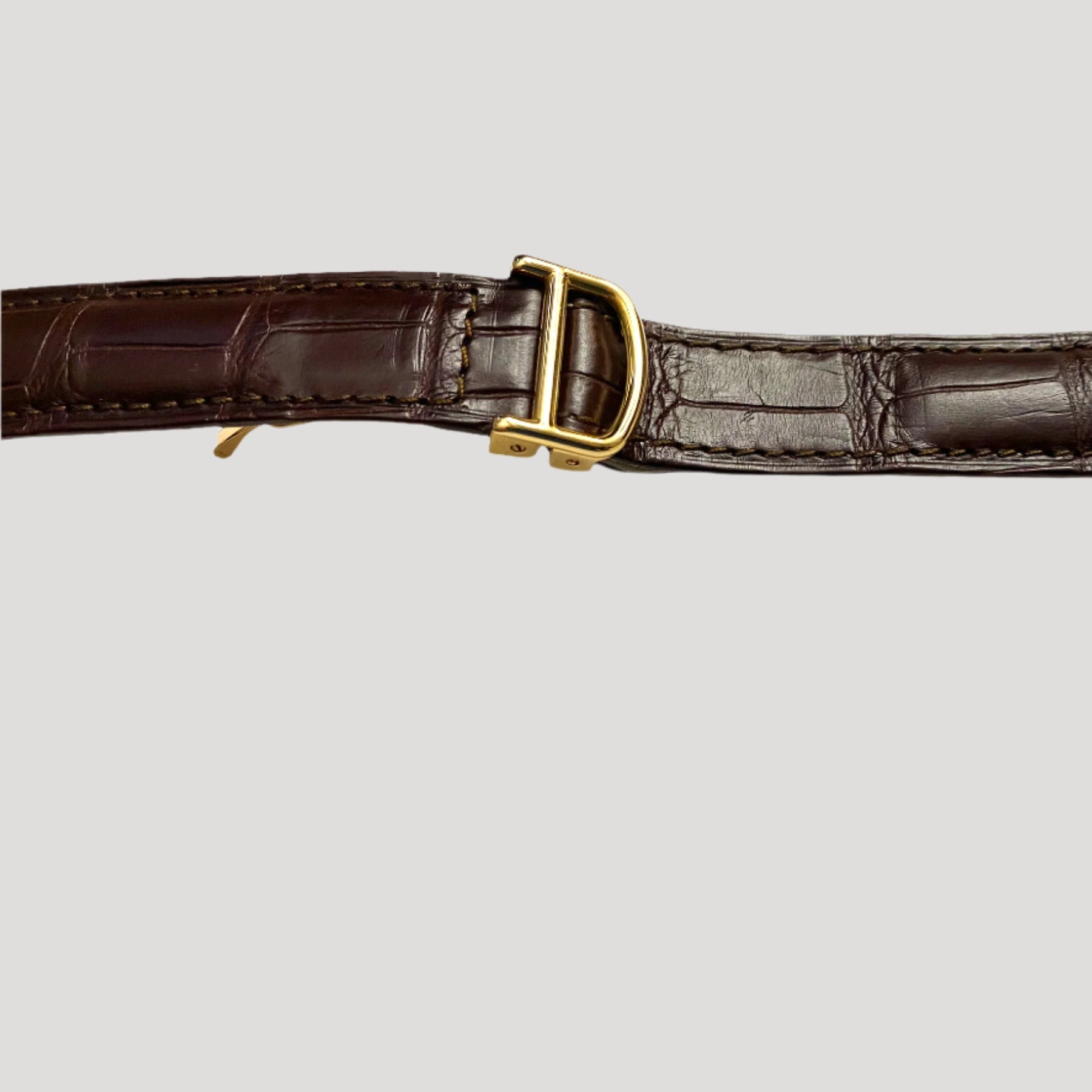 Cartier New Brown Mahogany Croco Leather Band / Strap/ Bracelet with 18k gold deployment clasp 20 mm