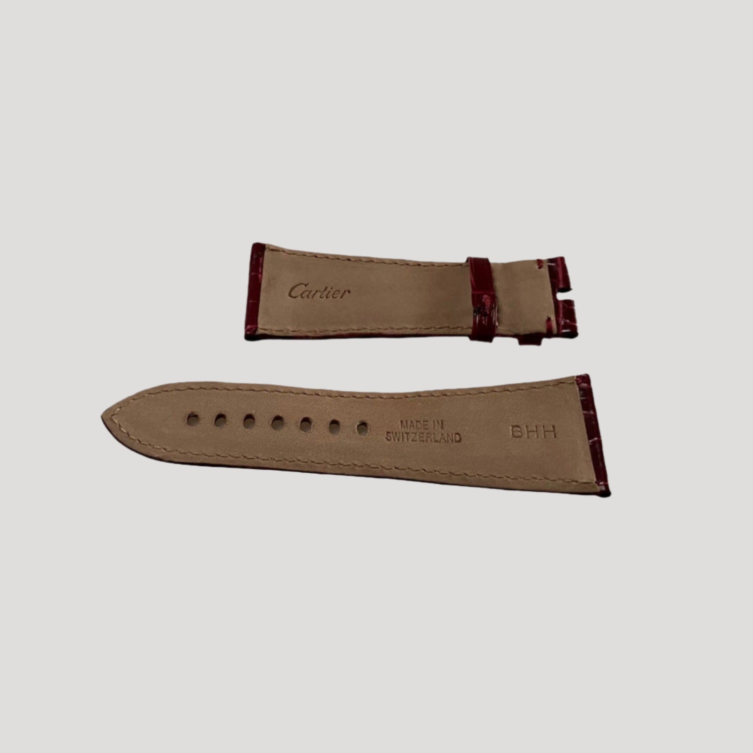 Cartier New Burgundy Croco Leather Bracelet/Band/Strap 28 mm