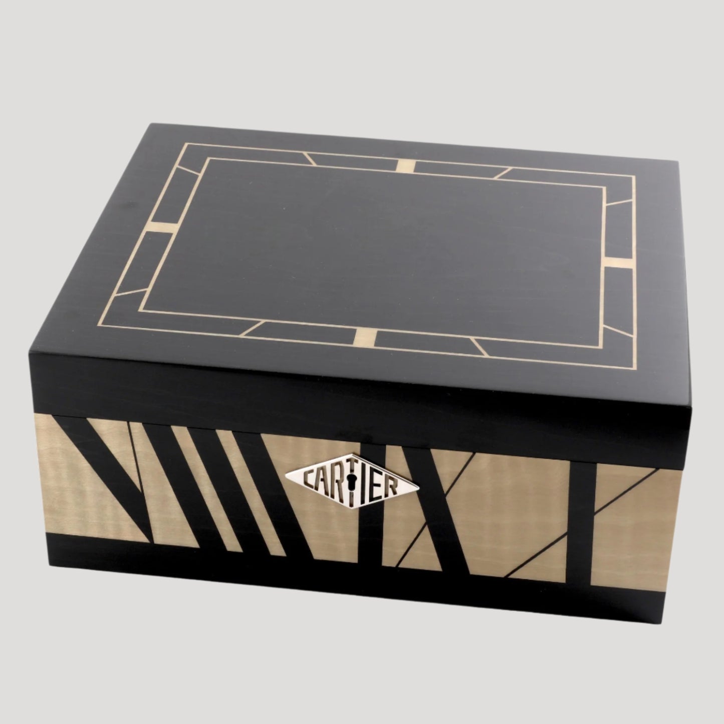 Cartier New Rare XL marquetery wooden watches presentation Box