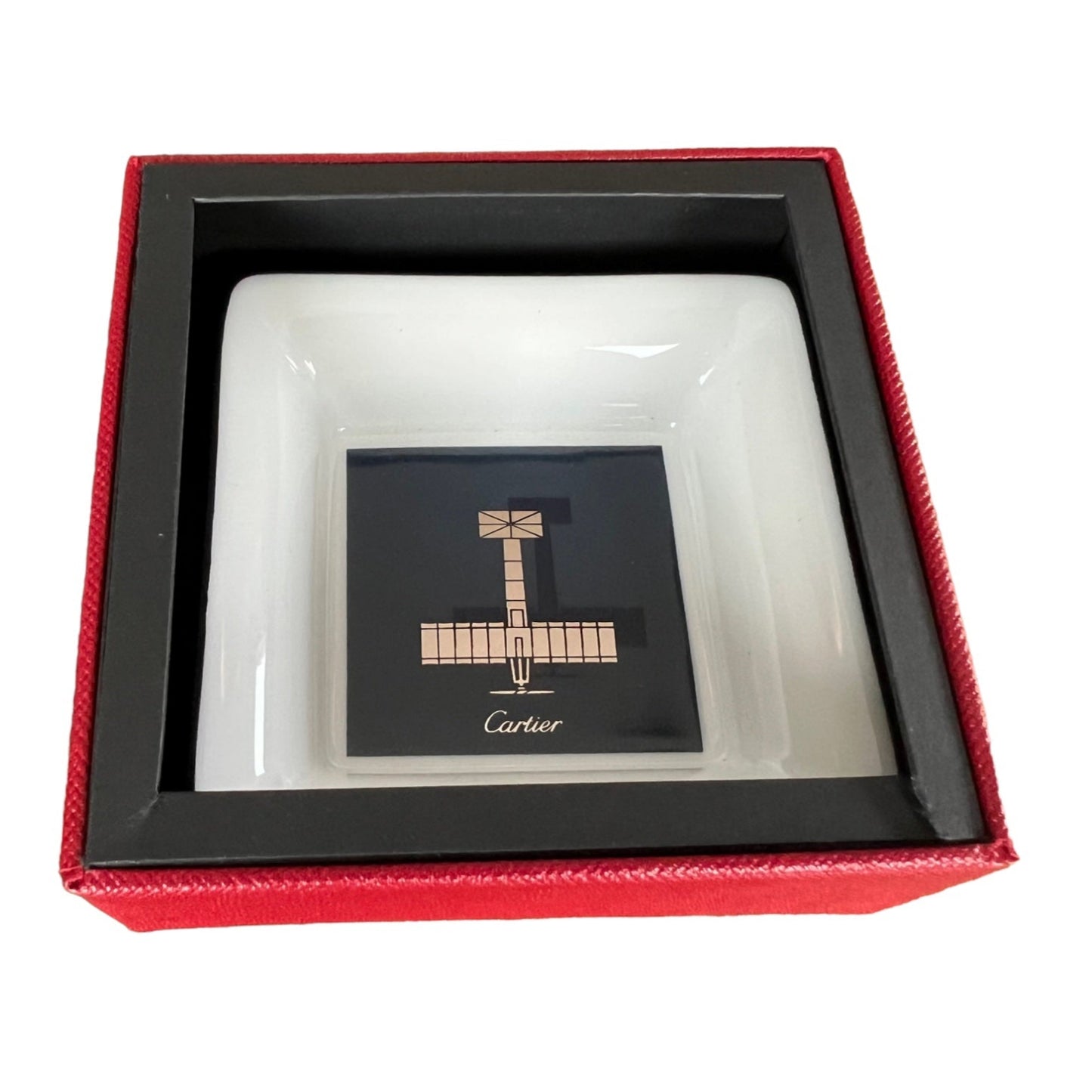 Cartier Rare Blue Airplane Santos Porcelain Dish / Vide-poche / Tray in its original box