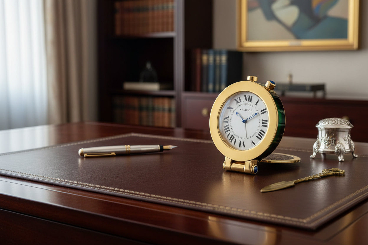 Cartier Table Clock/ Horloge de table/ Tischuhr Box & Booklet