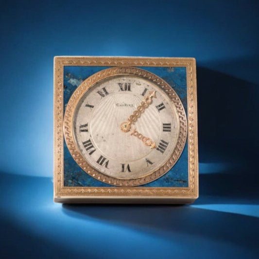 Cartier Art Deco red gold table clock 24time