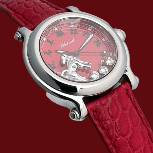 Chopard Happy Sport Red Chinese Zodiac Moving Dog  Ref. 288.434-3013 Rare