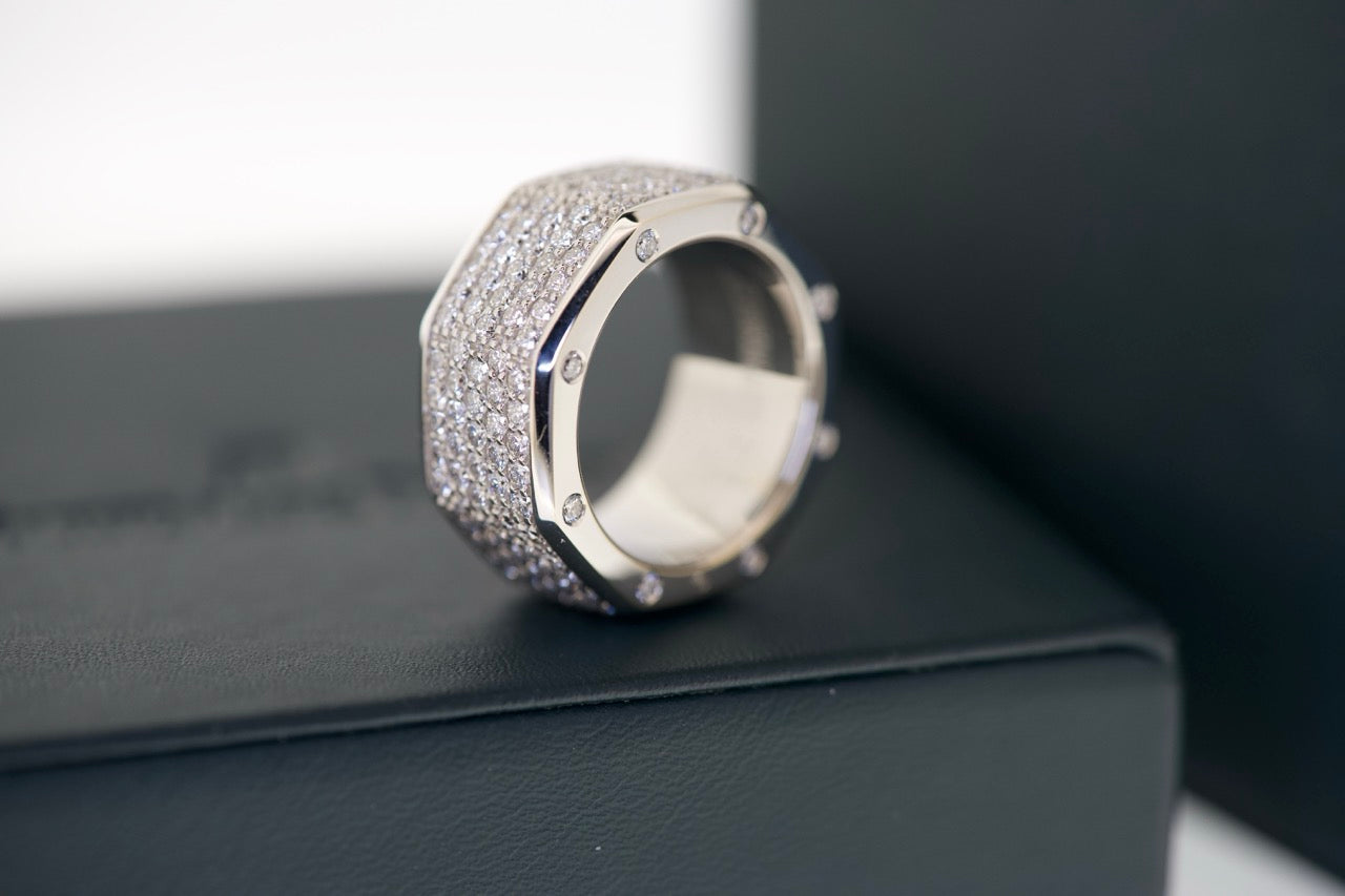 Audemars Piguet Royal Oak Off Shore, 18K White Gold, Full Diamonds Ring NEW