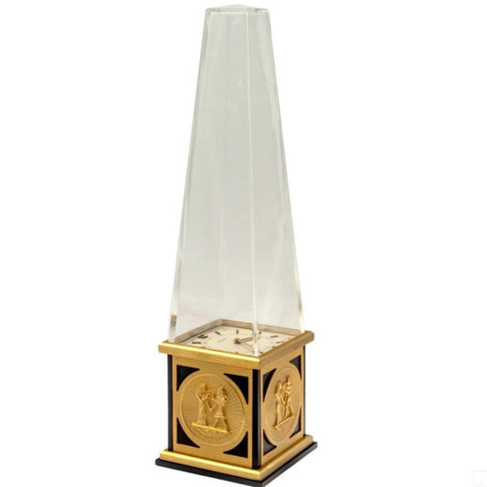Jaeger-LeCoultre Rare Vintage Egyptian Obelisk Clock in its original box