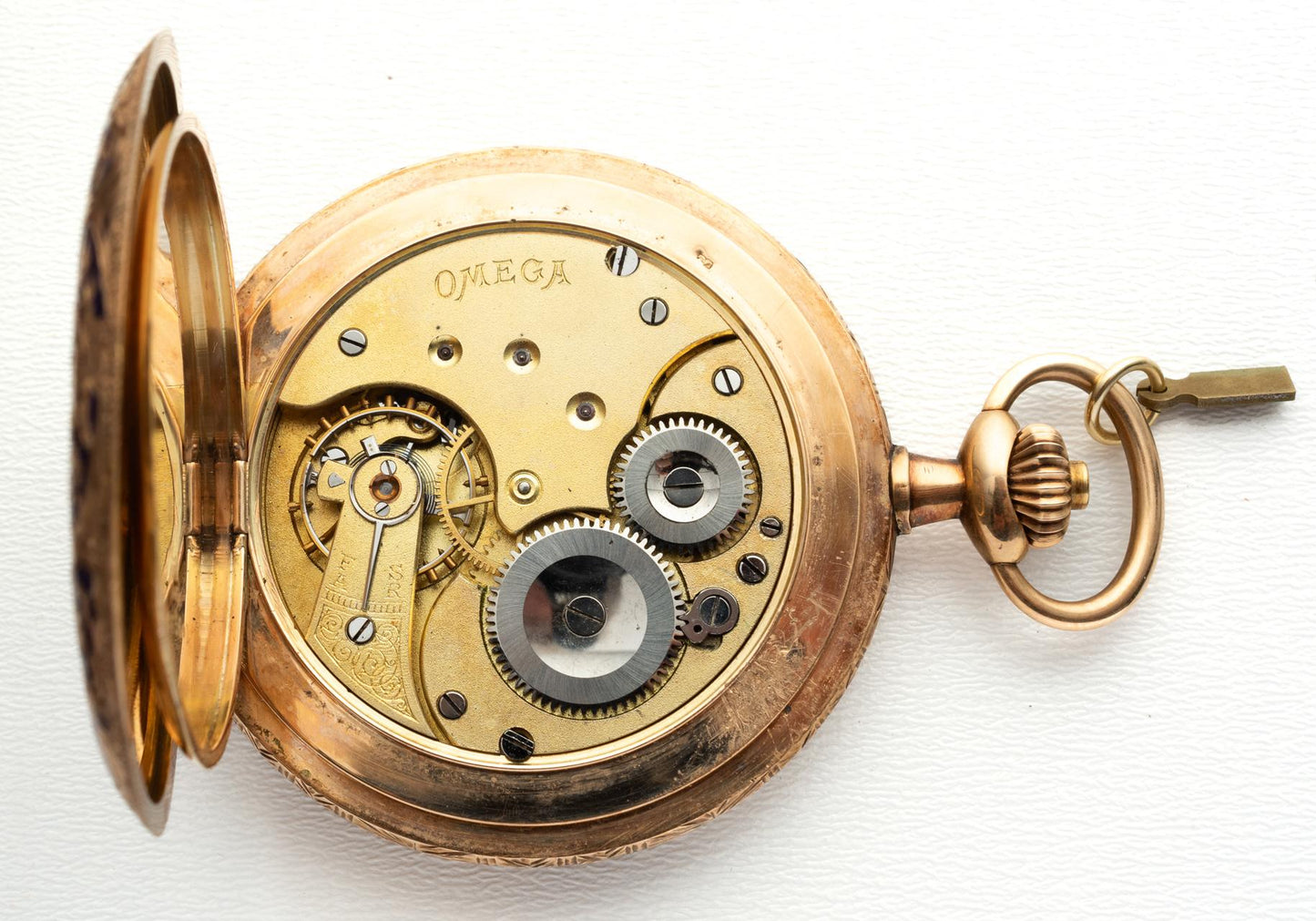 Omega Rare Gold Enameled Handcrafted Art Nouveau Pocket Watch ca 1915'