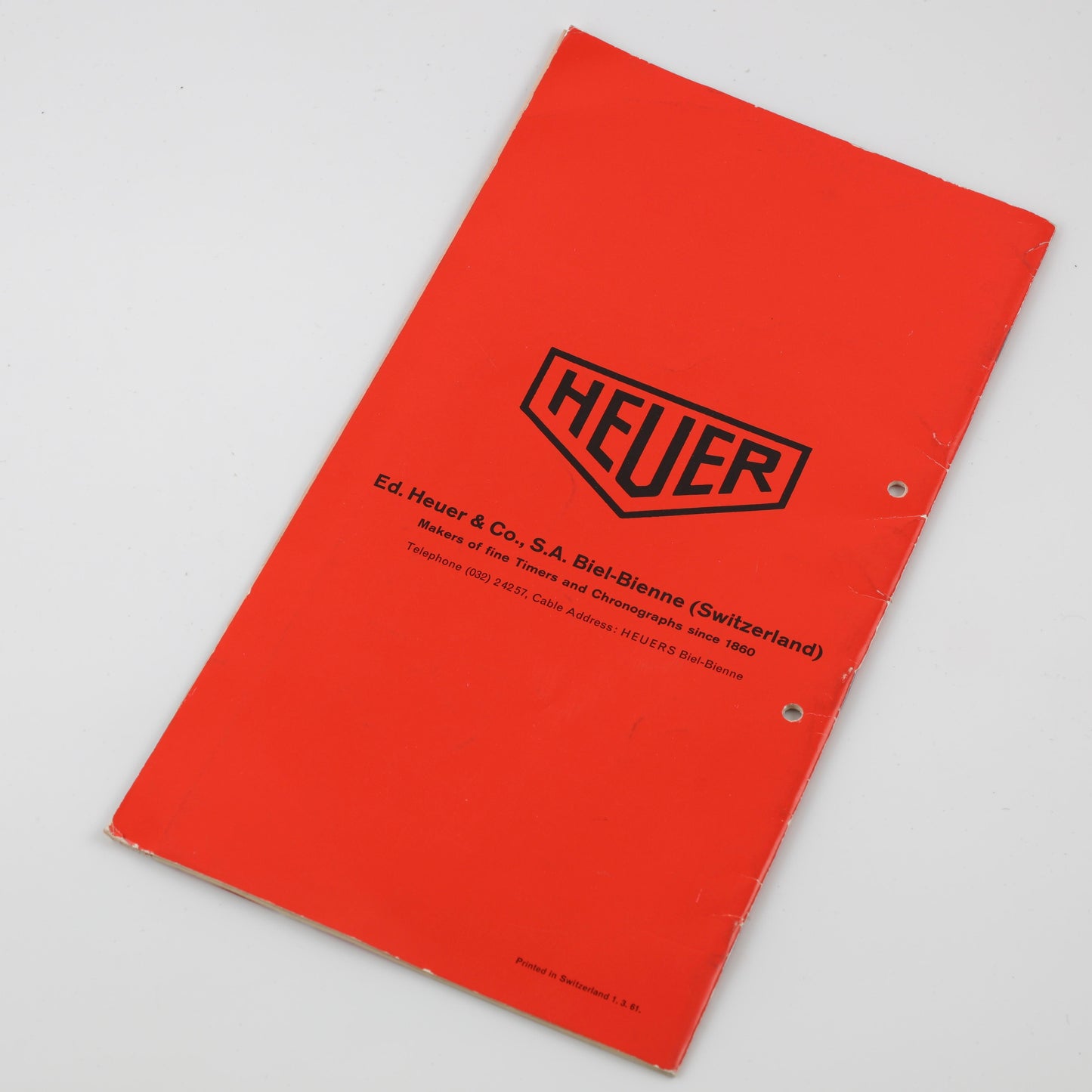 Heuer "Timers and Chronographs" Book Catalog, in English, with price list 1961