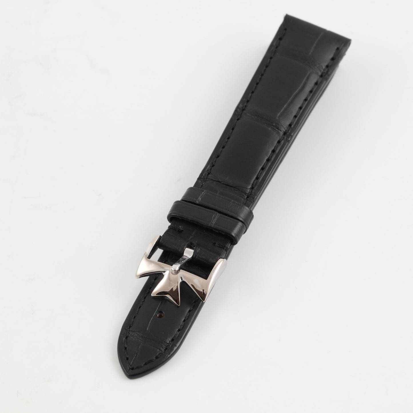 Vacheron Constantin Black Croco Leather Bracelet/Band/Strap with 18k White Gold Maltese Cross Buckle Boucle