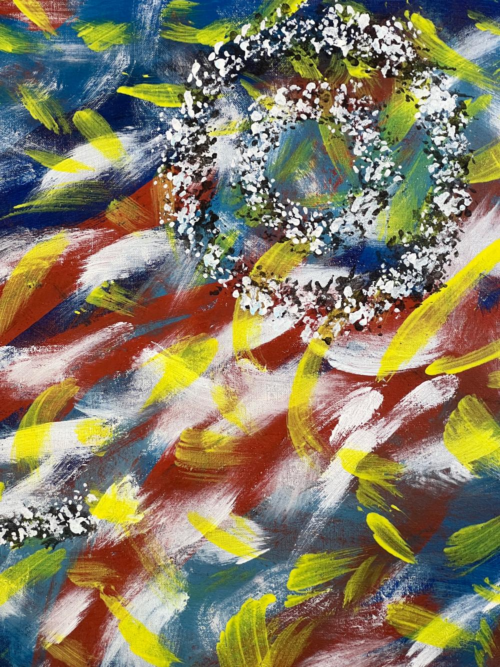 Aboriginal Painting by Jean Nampitjinpa, Fire Dreaming, Acrylic on Linen