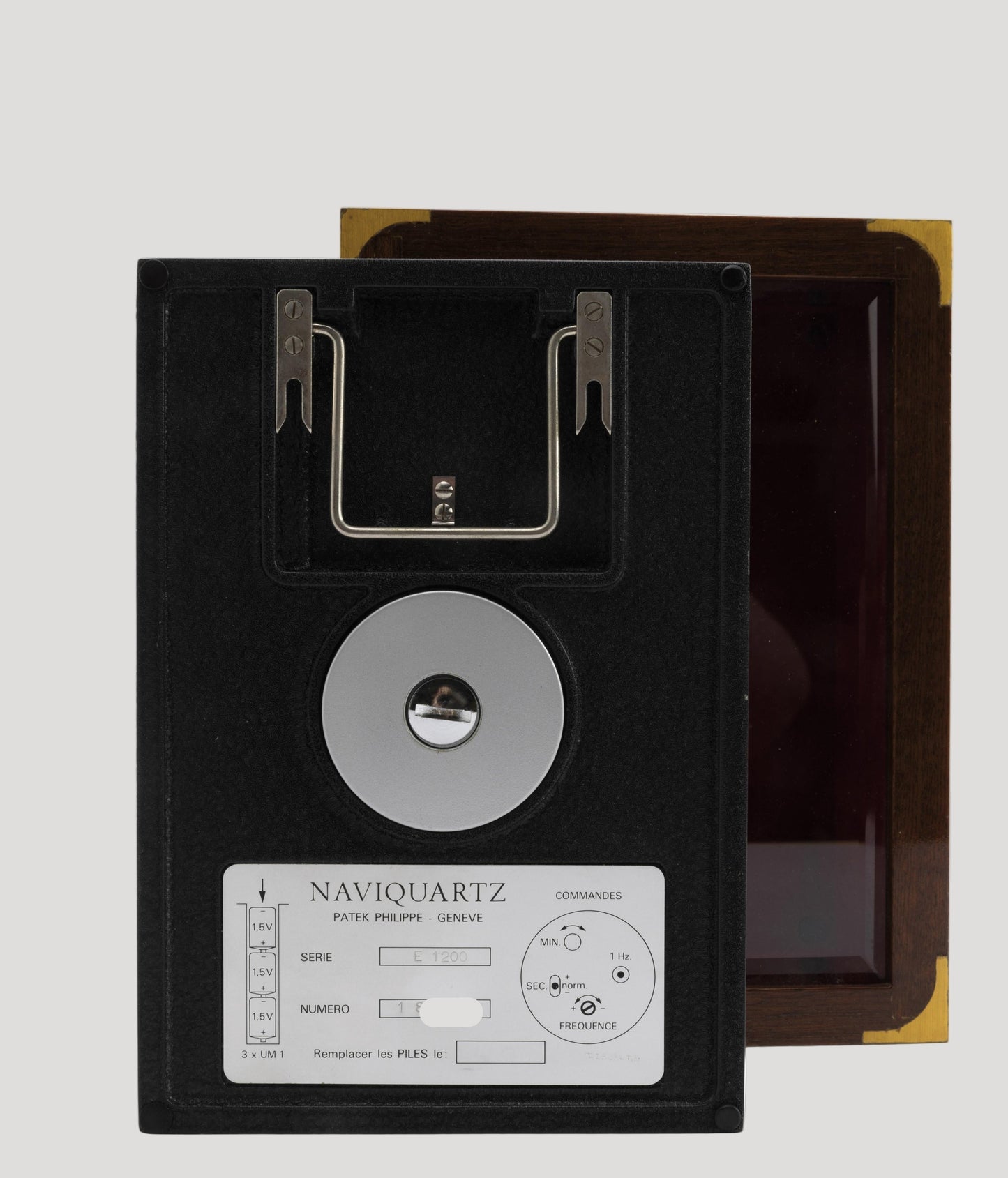 Patek Philippe Naviquartz Table clock in its original Patek mahogany case Ref.1208 Rare