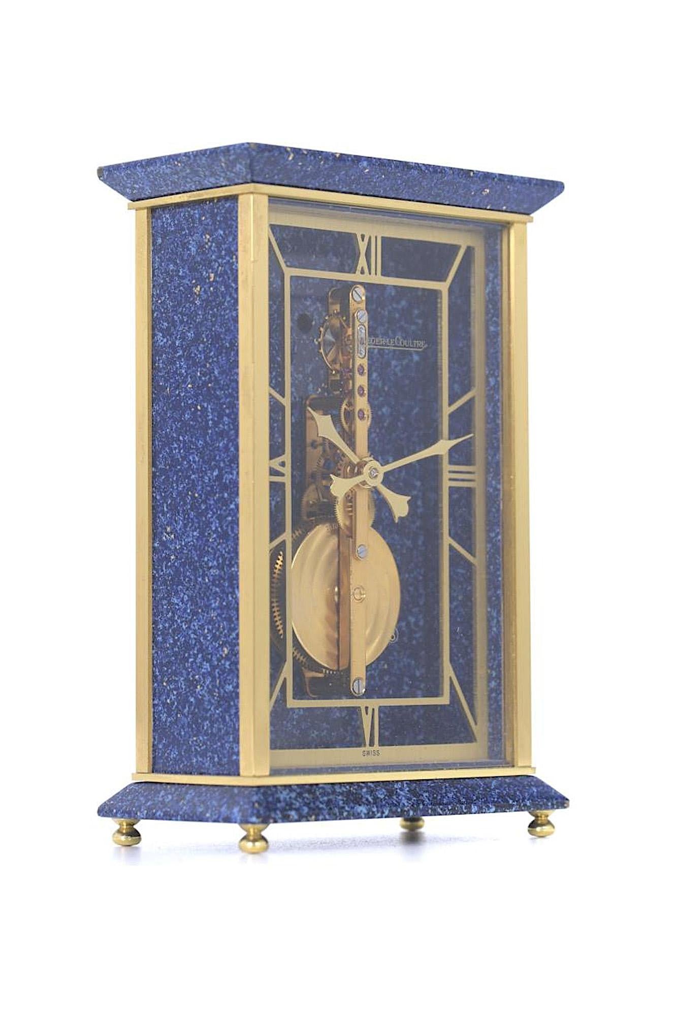 Jaeger-LeCoultre 'Baguette' Lapis Lazuli Table Clock Horloge Pendule 1970' Very Rare