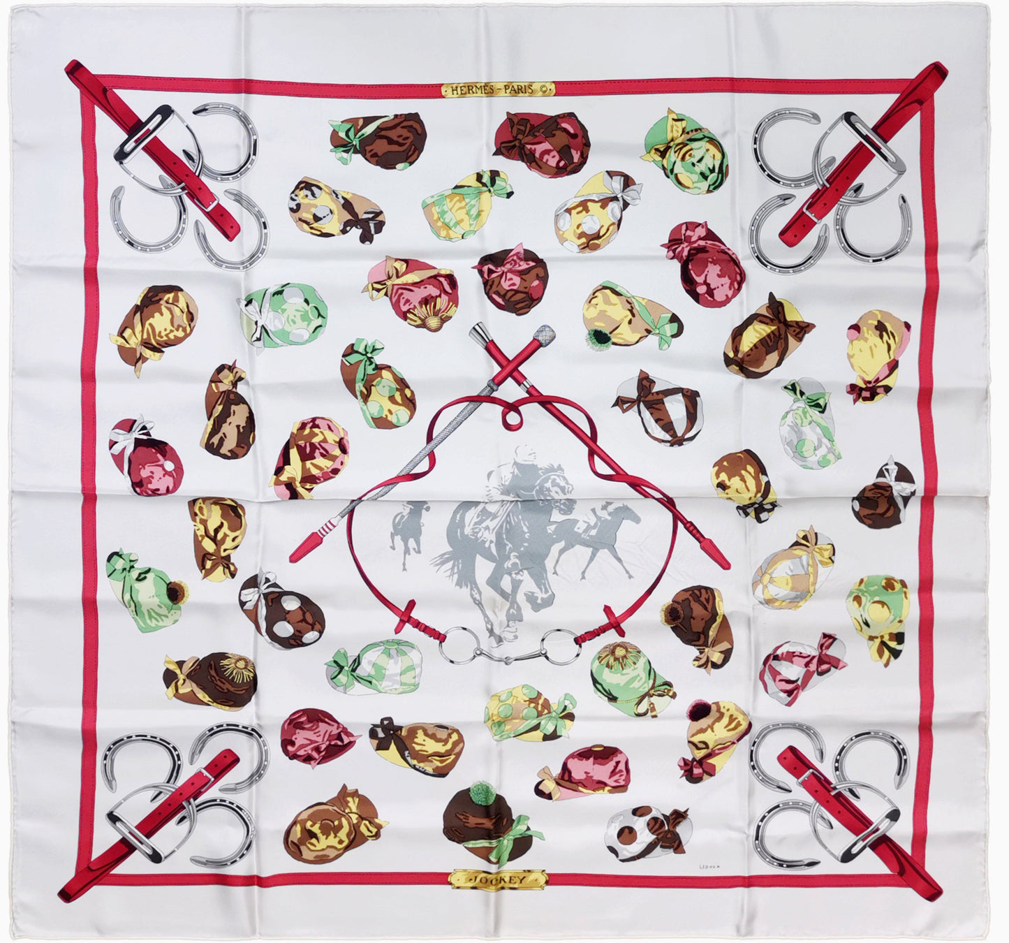 Hermès Silk 'Jockey' by Philippe LEDOUX Scarf/Schal/ Echarpe 90 cm