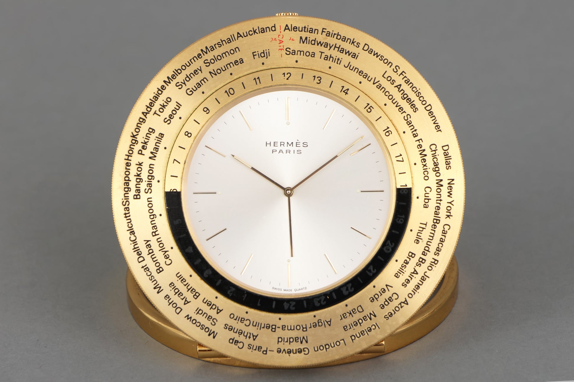 Hermès Travel / Table Clock Horloge Tischuhr with world times