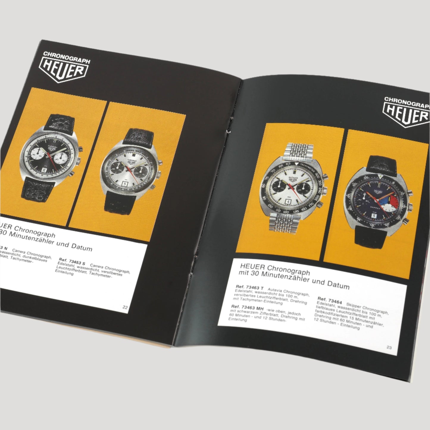 Heuer "Chronographs" Heuer - Leonidas, Catalog Book in German, with price list 1973