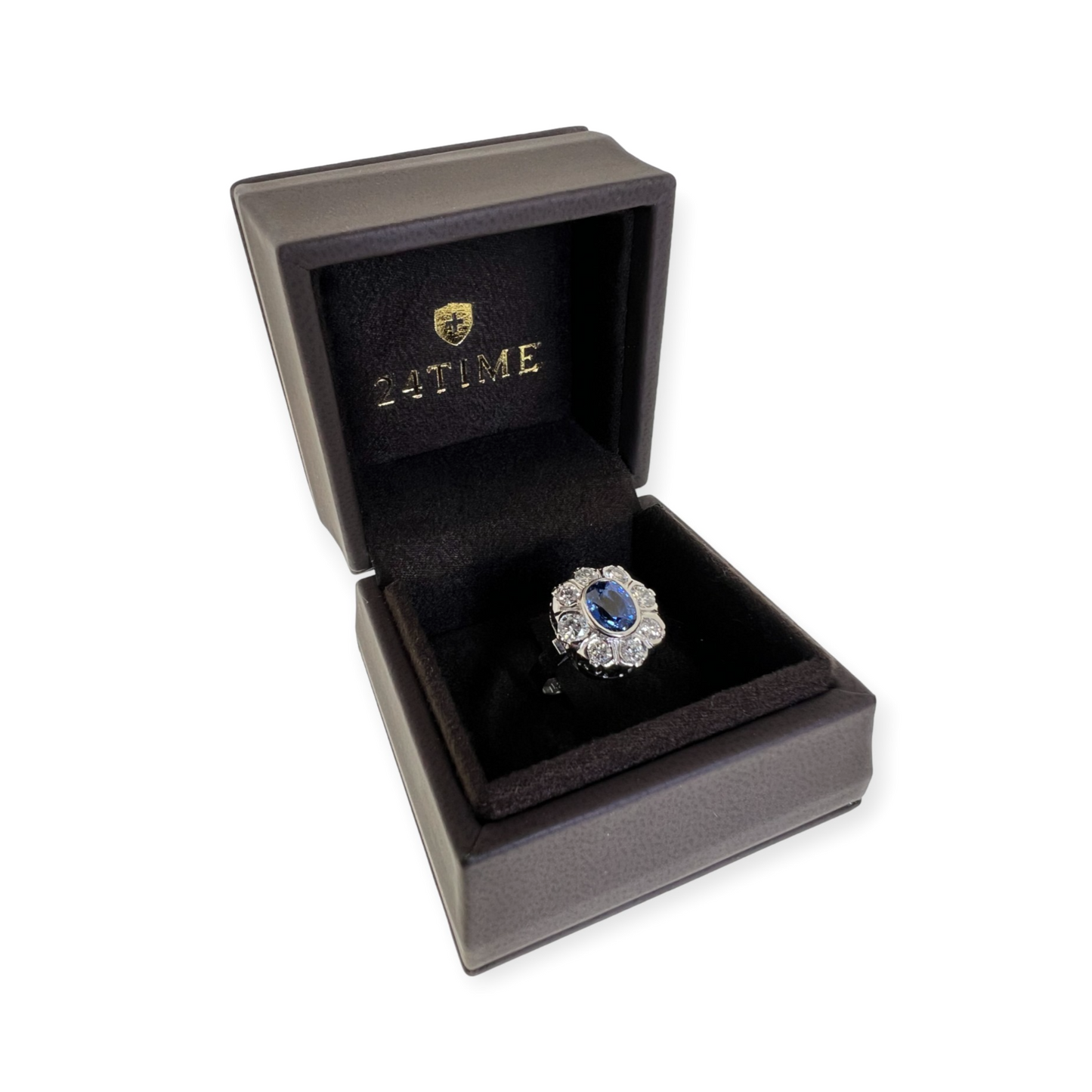 Important Sapphire & Diamonds 18k White Gold Ring