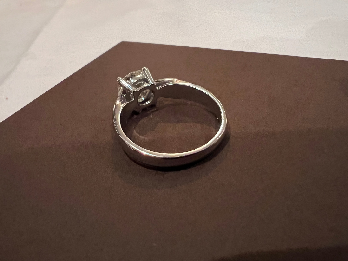 Solitaire 18k Whit Gold Ring Bague,  Diamond 1.65 k