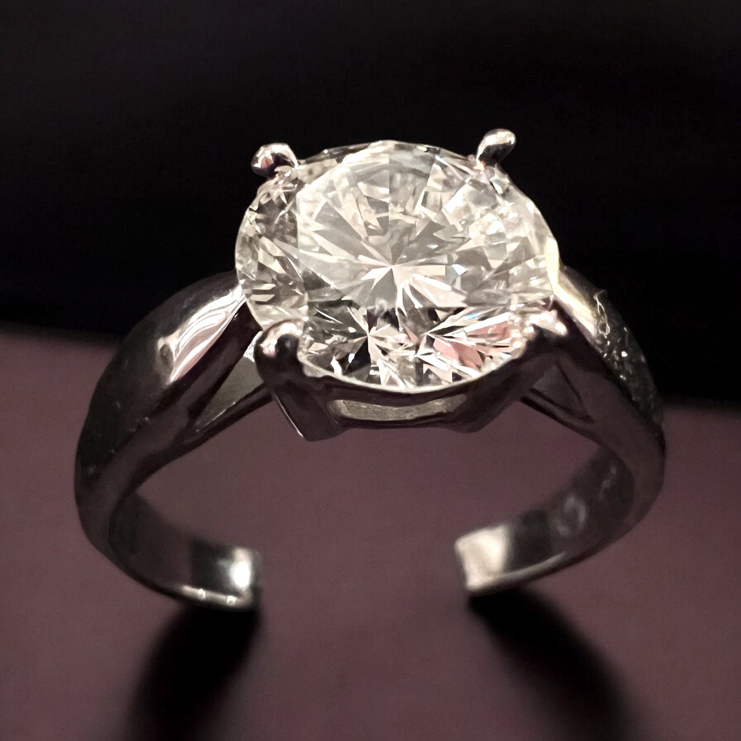 Solitaire 18k Whit Gold Ring Bague,  Diamond 1.65 k