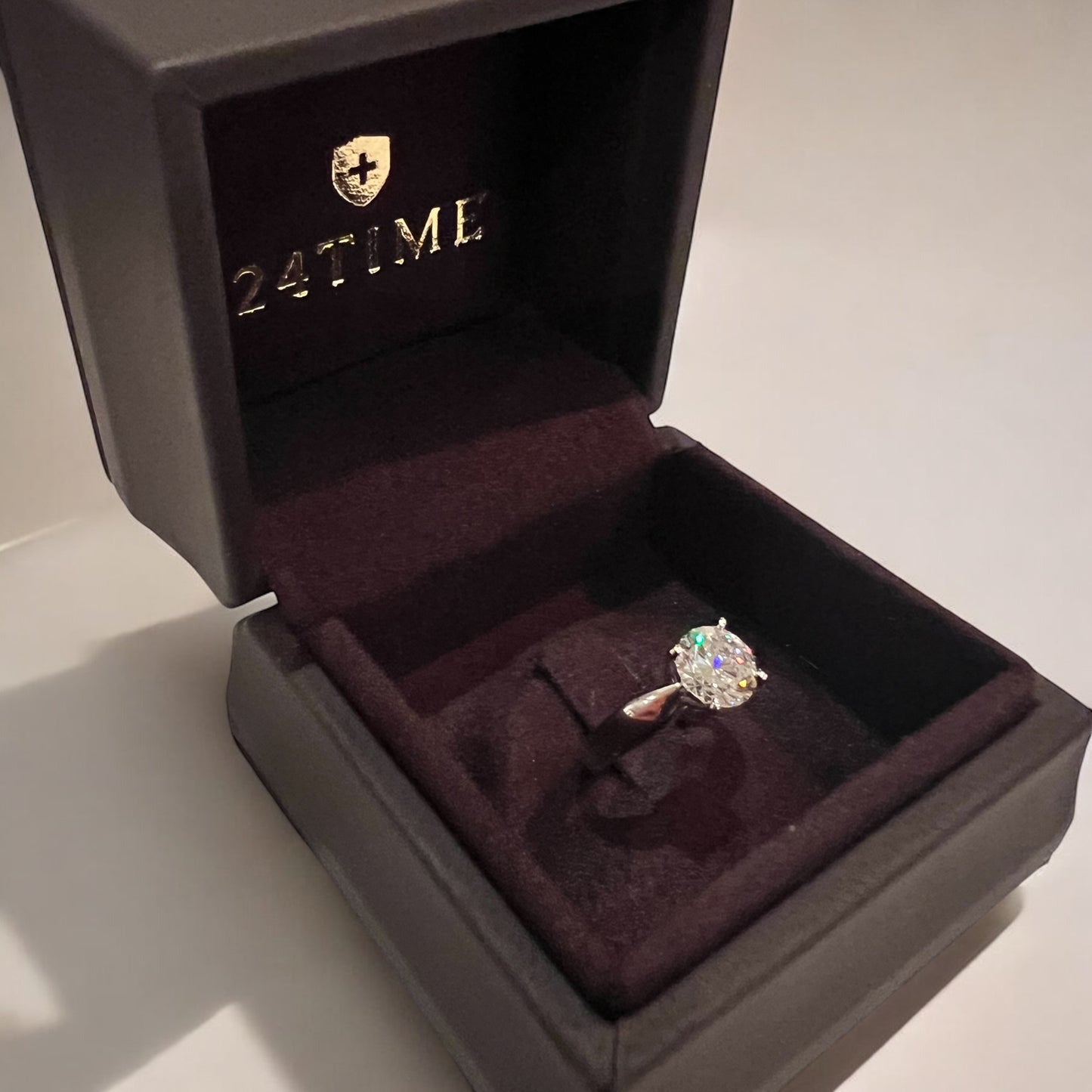 Solitaire 18k Whit Gold Ring Bague,  Diamond 1.65 k