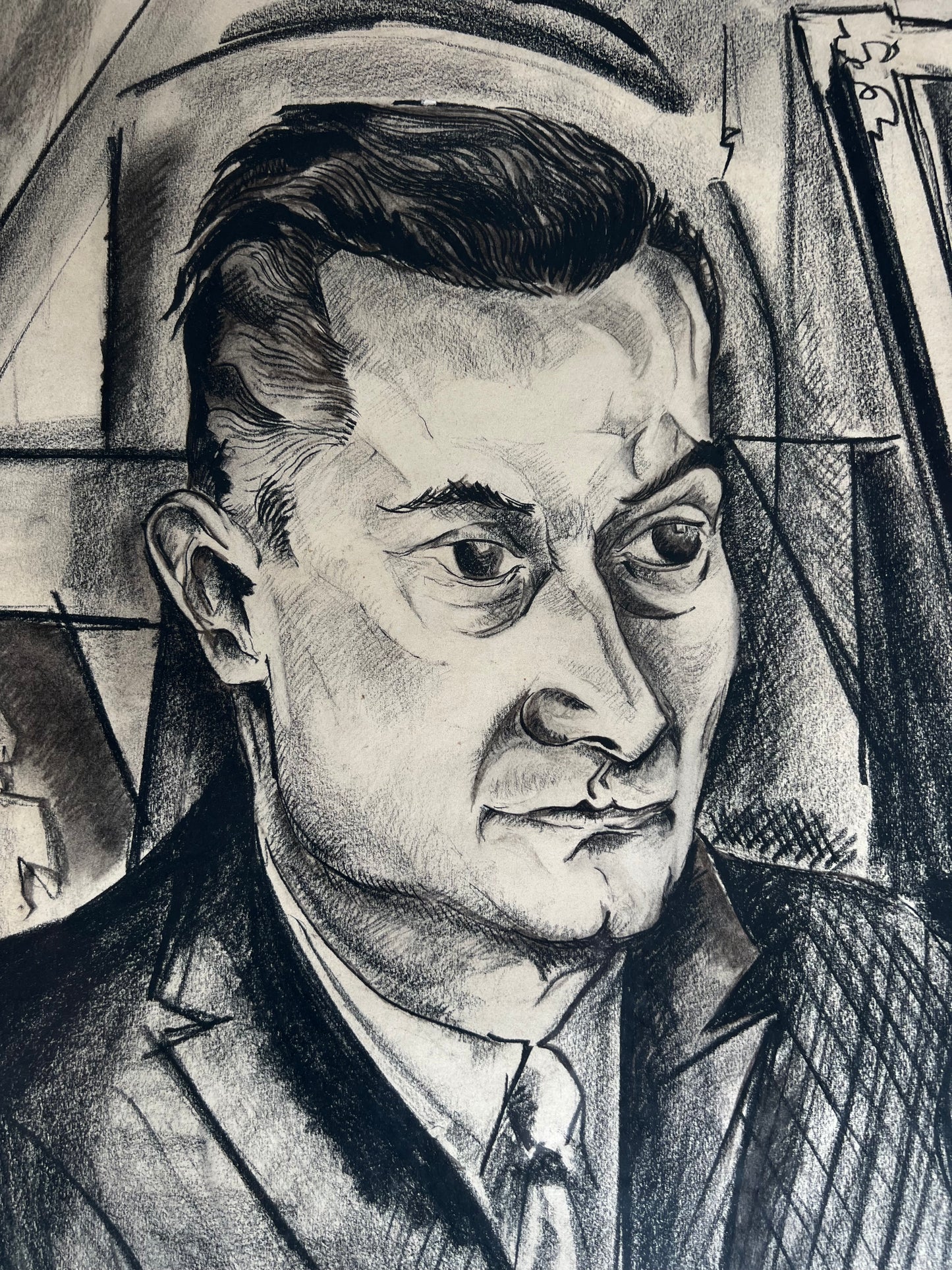 Serge Brédeche, known as “Joachim” (1921–2002),Portrait of a man. Black pencil drawing, signed